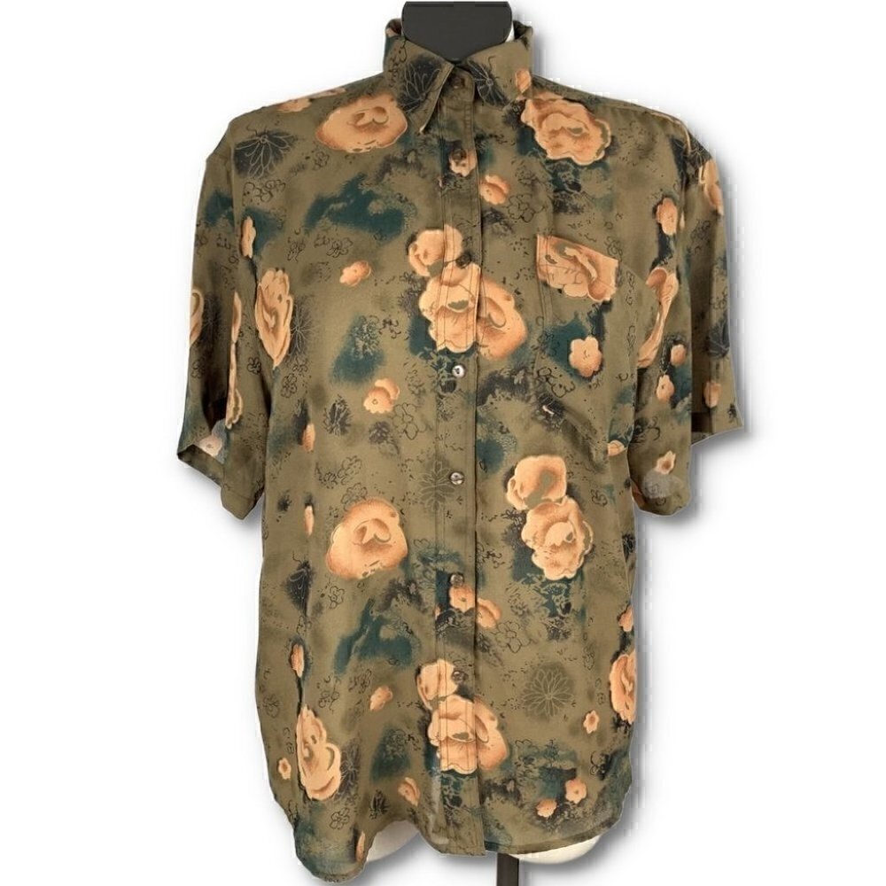 Magic womens top size L Multicolored floral button down vintage 60s 70s - Picture 1 of 10